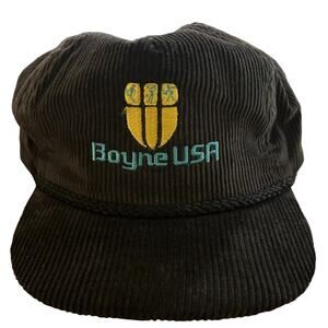 Vintage Imperial “Boyne USA” Strap back Hat Black Corduroy One Size